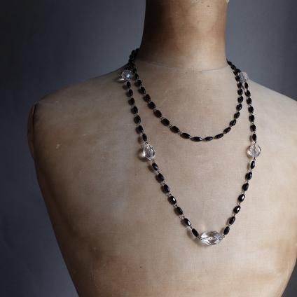 եå ꥢ饹  ͥå쥹French Jet Clear Glass Long Necklace