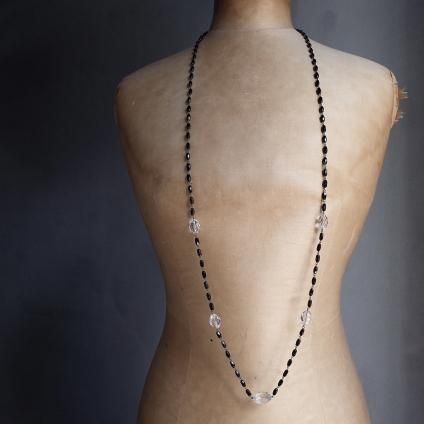 եå ꥢ饹  ͥå쥹French Jet Clear Glass Long Necklace