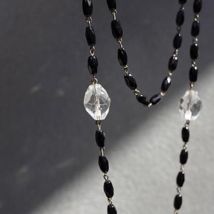 եå ꥢ饹  ͥå쥹French Jet Clear Glass Long Necklace