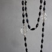 եå ꥢ饹  ͥå쥹French Jet Clear Glass Long Necklace