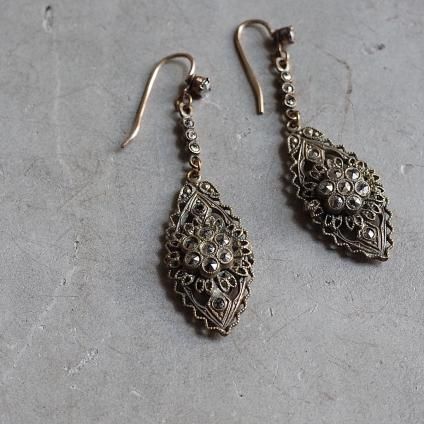 1930ǯ ǥ ᥿ ޡ ե ԥ1930's Art Deco Metal Marcasite Flower Earrings