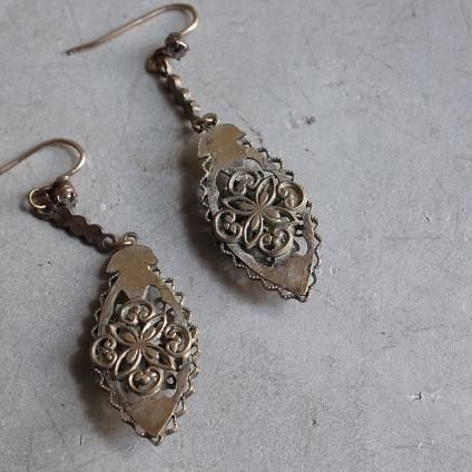 1930ǯ ǥ ᥿ ޡ ե ԥ1930's Art Deco Metal Marcasite Flower Earrings