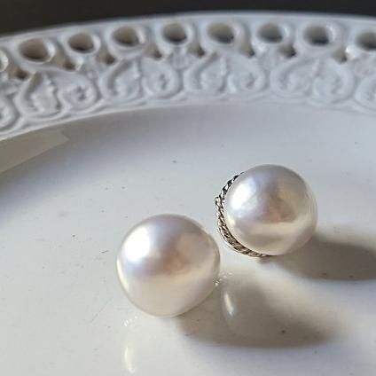 1940ǯ 륤졼 饹ѡ  ۥ磻ȡ1940's Louis Rousselet Glass Pearl Earrings White