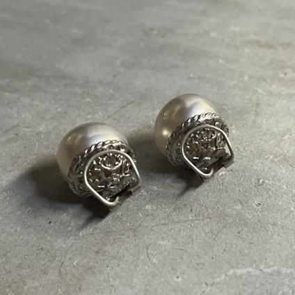 1940ǯ 륤졼 饹ѡ  ۥ磻ȡ1940's Louis Rousselet Glass Pearl Earrings White