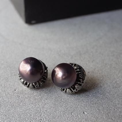 1940ǯ 륤졼 饹ѡ  ֥饦ѡץ1940's Louis Rousselet Glass Pearl Earrings Brown Purple
