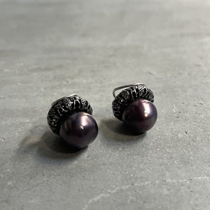 1940ǯ 륤졼 饹ѡ  ֥饦ѡץ1940's Louis Rousselet Glass Pearl Earrings Brown Purple