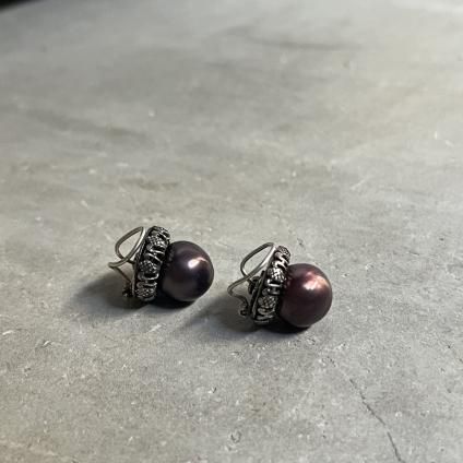1940ǯ 륤졼 饹ѡ  ֥饦ѡץ1940's Louis Rousselet Glass Pearl Earrings Brown Purple