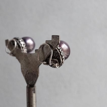 1940ǯ 륤졼 饹ѡ  ֥饦ѡץ1940's Louis Rousselet Glass Pearl Earrings Brown Purple