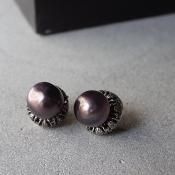1940ǯ 륤졼 饹ѡ  ֥饦ѡץ1940's Louis Rousselet Glass Pearl Earrings Brown Purple