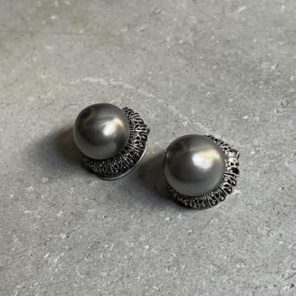 1940ǯ 륤졼 饹ѡ  졼1940's Louis Rousselet Glass Pearl Earrings Gray