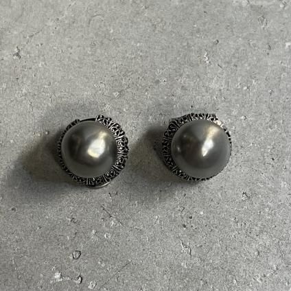 1940ǯ 륤졼 饹ѡ  졼1940's Louis Rousselet Glass Pearl Earrings Gray