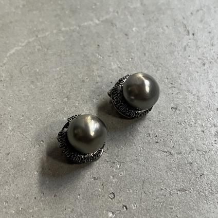 1940ǯ 륤졼 饹ѡ  졼1940's Louis Rousselet Glass Pearl Earrings Gray
