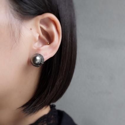 1940ǯ 륤졼 饹ѡ  졼1940's Louis Rousselet Glass Pearl Earrings Gray