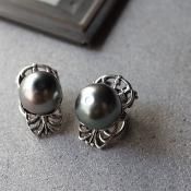 1940ǯ 륤졼 饹ѡ  ⡼꡼1940's Louis Rousselet Glass Pearl Earrings Smoky Green