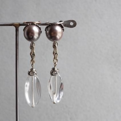 1940ǯ 륤졼 饹ѡ  ֥饦1940's Louis Rousselet Glass Pearl Earrings Brown