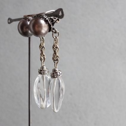 1940ǯ 륤졼 饹ѡ  ֥饦1940's Louis Rousselet Glass Pearl Earrings Brown