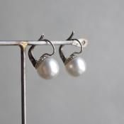 1940ǯ 륤졼 饹ѡ ԥ ۥ磻ȡ1940's Louis Rousselet Glass Pearl Earrings White