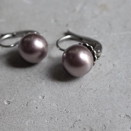 1940ǯ 륤졼 饹ѡ ԥ ѡץ1940's Louis Rousselet Glass Pearl Earrings Purple