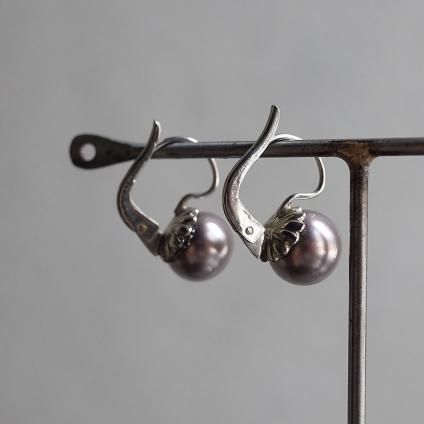 1940ǯ 륤졼 饹ѡ ԥ ѡץ1940's Louis Rousselet Glass Pearl Earrings Purple