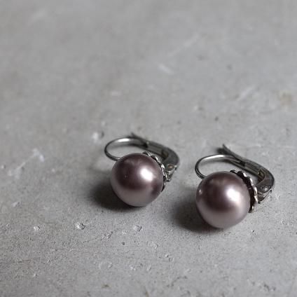 1940ǯ 륤졼 饹ѡ ԥ ѡץ1940's Louis Rousselet Glass Pearl Earrings Purple