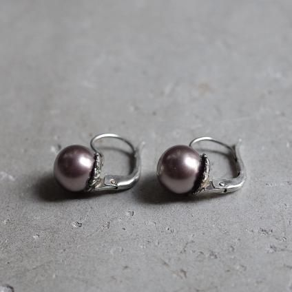 1940ǯ 륤졼 饹ѡ ԥ ѡץ1940's Louis Rousselet Glass Pearl Earrings Purple