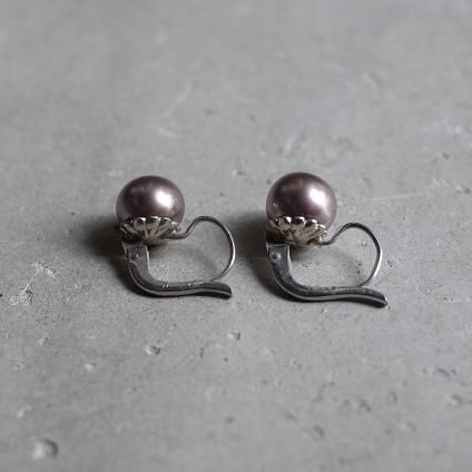 1940ǯ 륤졼 饹ѡ ԥ ѡץ1940's Louis Rousselet Glass Pearl Earrings Purple