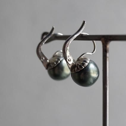 1940ǯ 륤졼 饹ѡ ԥ ꡼1940's Louis Rousselet Glass Pearl Earrings Green