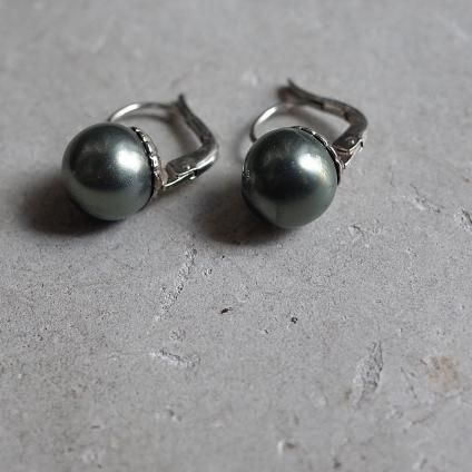 1940ǯ 륤졼 饹ѡ ԥ ꡼1940's Louis Rousselet Glass Pearl Earrings Green