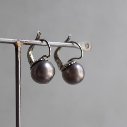 1940ǯ 륤졼 饹ѡ ԥ 졼ѡץ1940's Louis Rousselet Glass Pearl Earrings Gray Purple