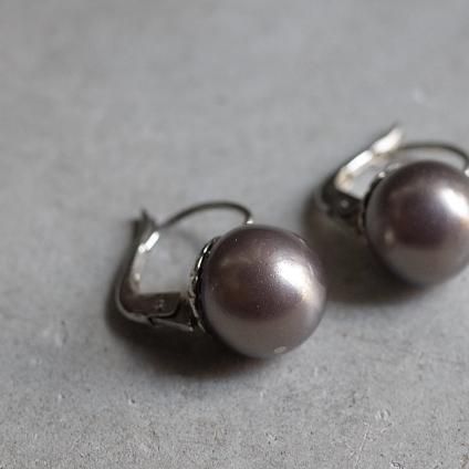 1940ǯ 륤졼 饹ѡ ԥ 졼ѡץ1940's Louis Rousselet Glass Pearl Earrings Gray Purple