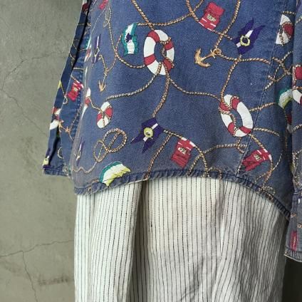 ơ ޥ󥰥å ġVintage Marine Goods Patterns Shirt