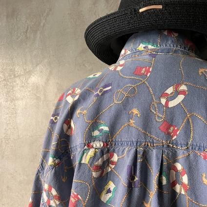 ơ ޥ󥰥å ġVintage Marine Goods Patterns Shirt