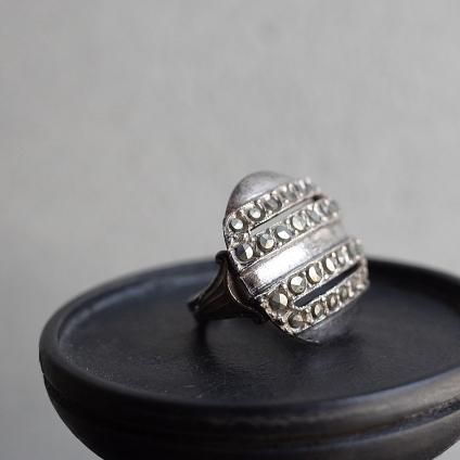1930ǯ ͡ߥåȥ졼 ᥿ ޡ 饤  1930's Vintage Rene Mittler Metal Marcasite Line Ring