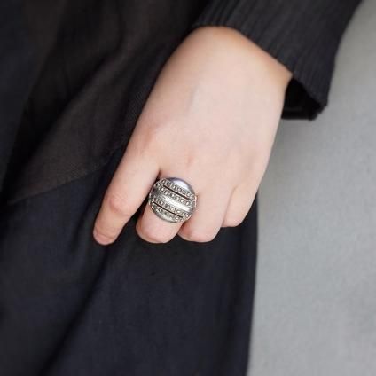 1930ǯ ͡ߥåȥ졼 ᥿ ޡ 饤  1930's Vintage Rene Mittler Metal Marcasite Line Ring