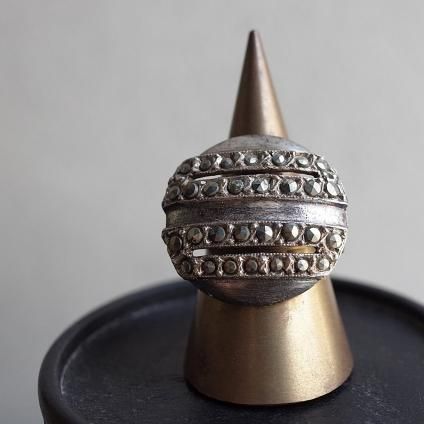 1930ǯ ͡ߥåȥ졼 ᥿ ޡ 饤  1930's Vintage Rene Mittler Metal Marcasite Line Ring