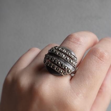 1930ǯ ͡ߥåȥ졼 ᥿ ޡ 饤  1930's Vintage Rene Mittler Metal Marcasite Line Ring