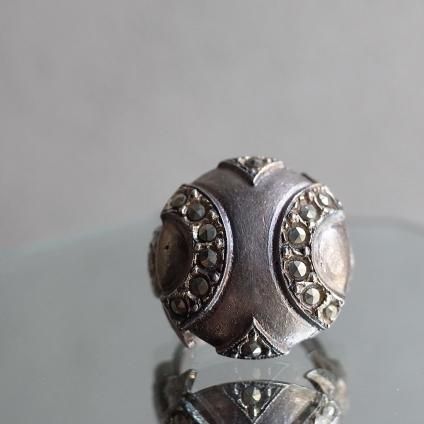 1930ǯ ͡ߥåȥ졼 ᥿ ޡ  1930's Vintage Rene Mittler Metal Marcasite Ring