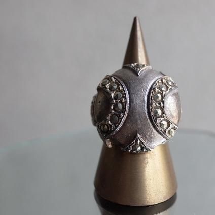 1930ǯ ͡ߥåȥ졼 ᥿ ޡ  1930's Vintage Rene Mittler Metal Marcasite Ring
