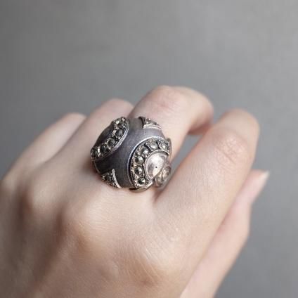 1930ǯ ͡ߥåȥ졼 ᥿ ޡ  1930's Vintage Rene Mittler Metal Marcasite Ring
