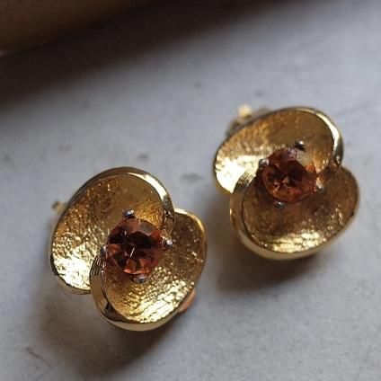 1960ǯ ᥿ 饹 󥰡1960's Vintage Metal glass  Earrings