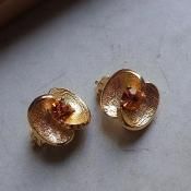1960ǯ ᥿ 饹 󥰡1960's Vintage Metal glass  Earrings