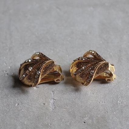 1960ǯ ᥿ ꥢȡ 󥰡1960's Vintage Metal Clearstone  Earrings