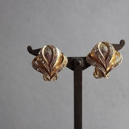 1960ǯ ᥿ ꥢȡ 󥰡1960's Vintage Metal Clearstone  Earrings
