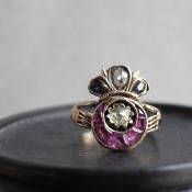 ȥꥢ 18  ӡե  󥰡Victorian 18KYG Diamond Ruby Sapphire Claddagh Ring