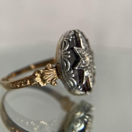 ȥꥢ 18 ͥå  󥰡Victorian 18K Garnet Diamond Ring