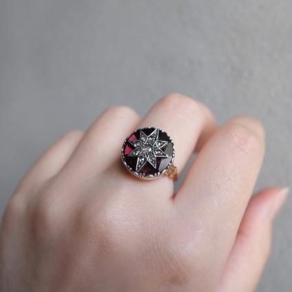 ȥꥢ 18 ͥå  󥰡Victorian 18K Garnet Diamond Ring