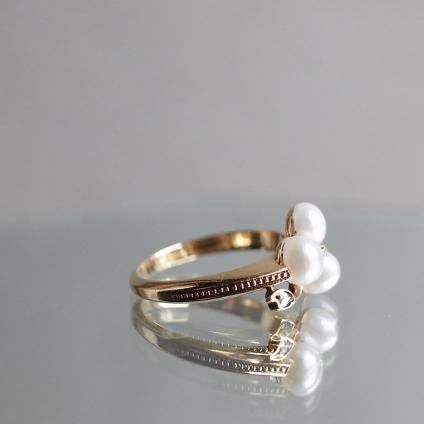 1930 -1940ǯ 18 ѡ  С 󥰡1930 -1940's 18K Pearl Diamond Shamrock Ring
