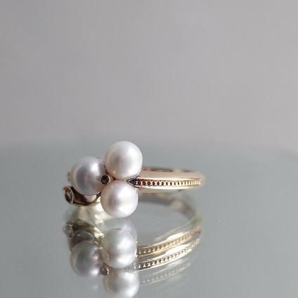 1930 -1940ǯ 18 ѡ  С 󥰡1930 -1940's 18K Pearl Diamond Shamrock Ring