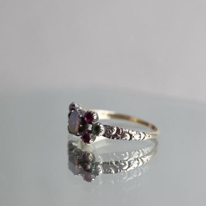 硼 15 ѡ ӡ  󥰡Georgian 15K Opal Ruby Emerald Ring