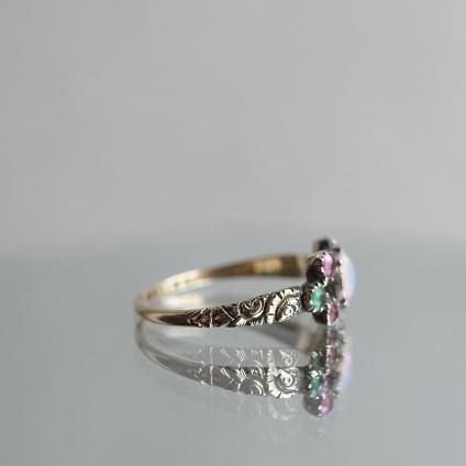 硼 15 ѡ ӡ  󥰡Georgian 15K Opal Ruby Emerald Ring